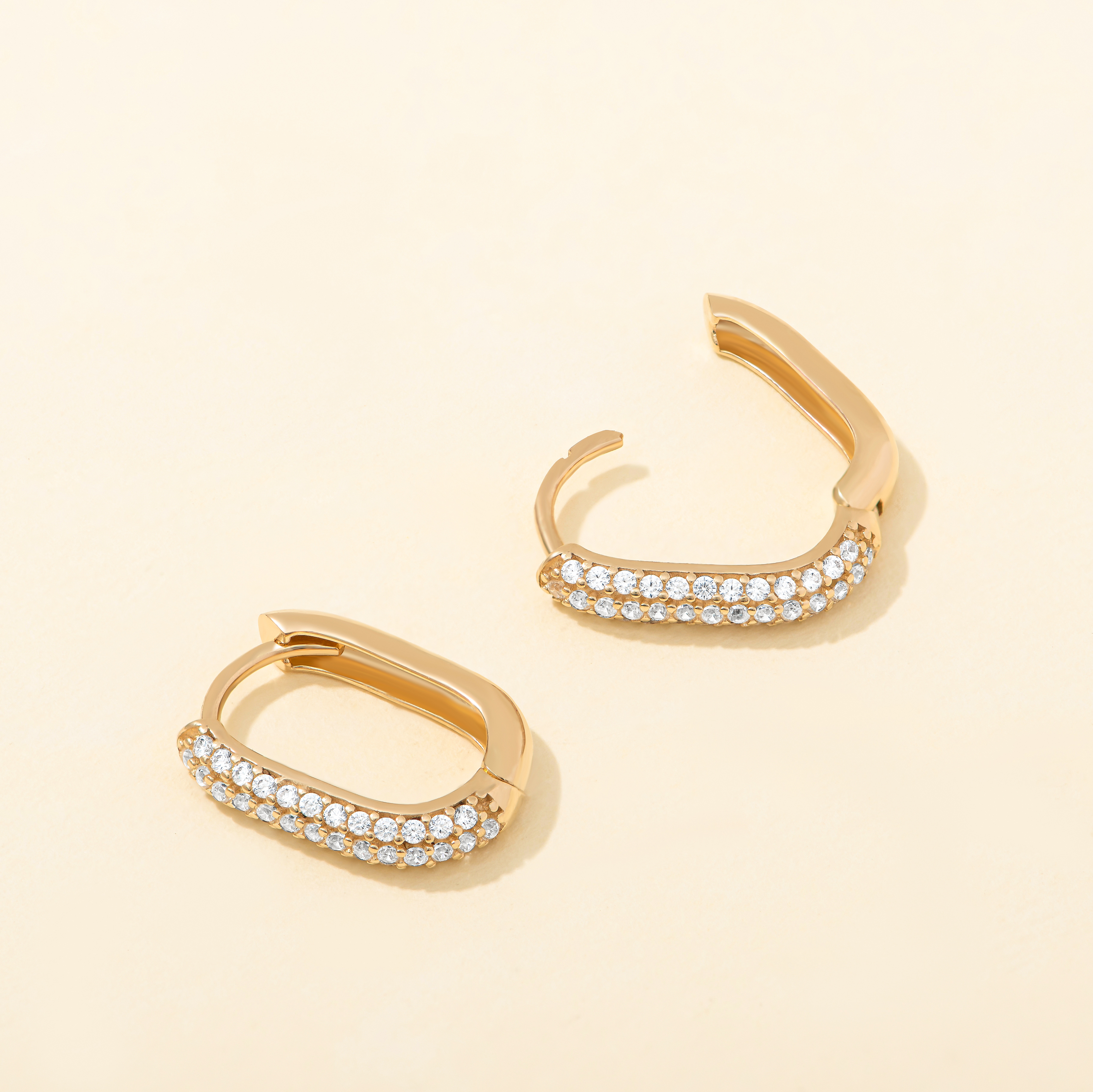 Radiant U-Shape Diamond Hoop Earrings