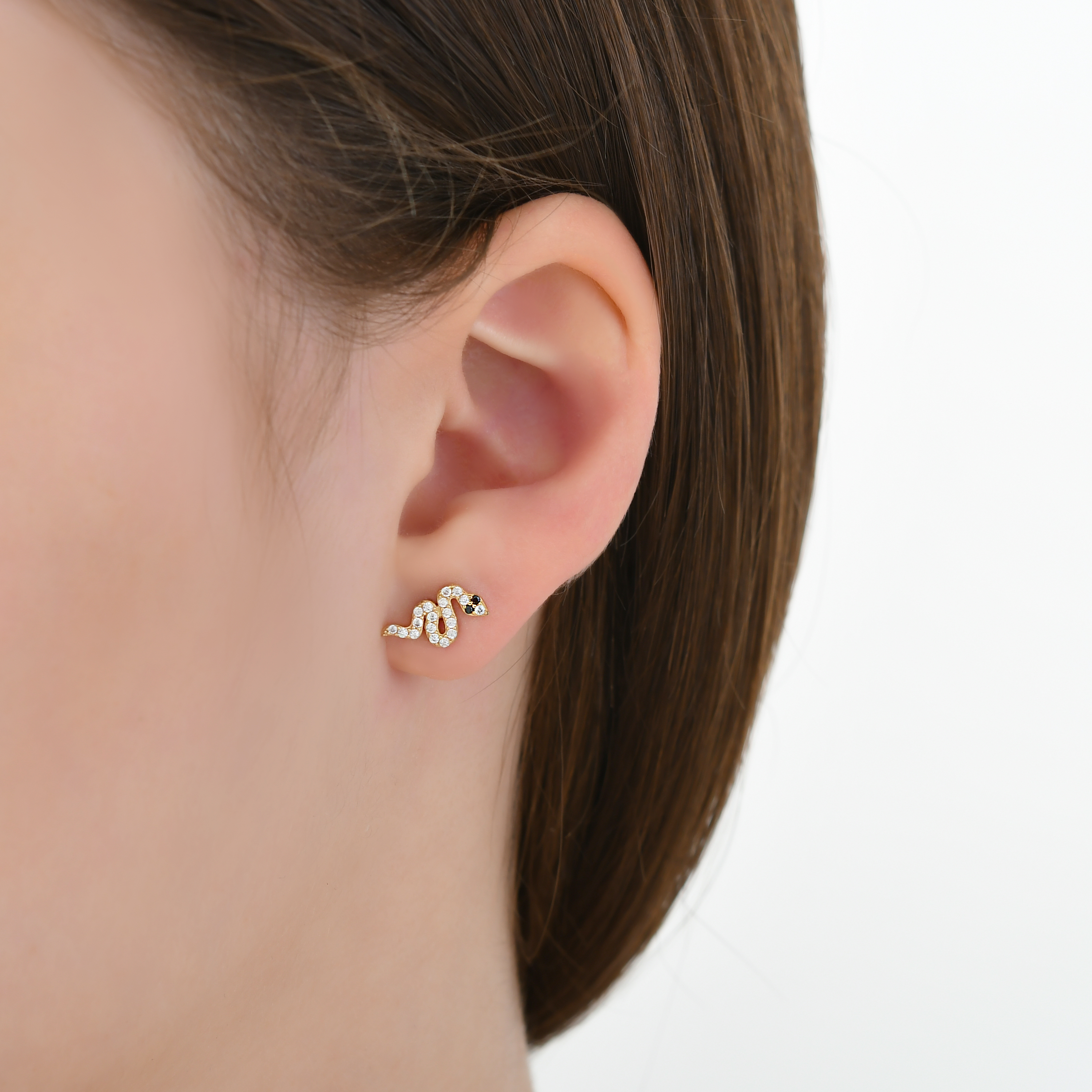 Serpent Diamond Stud Earring