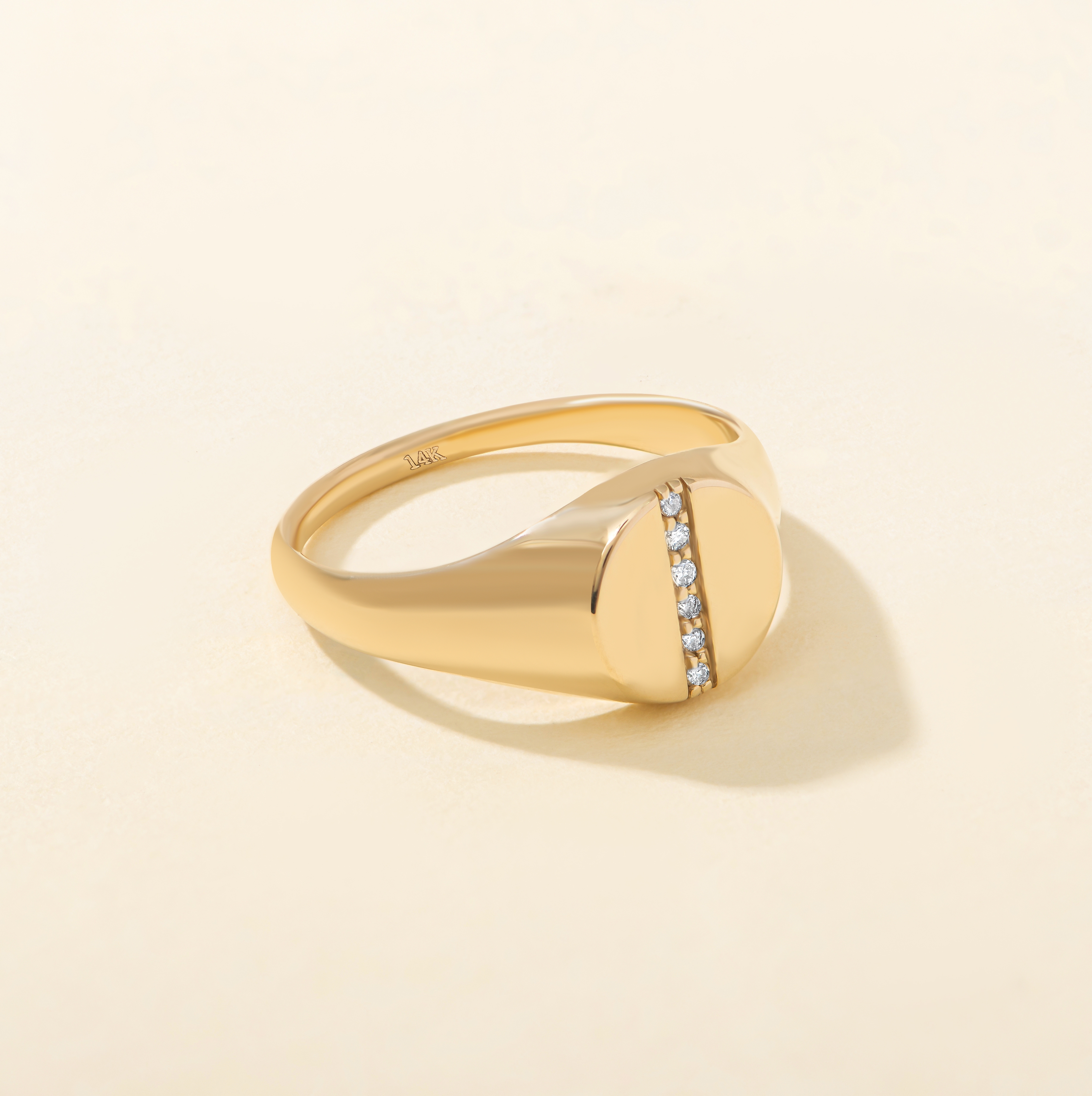 Diamond Line Signet Ring