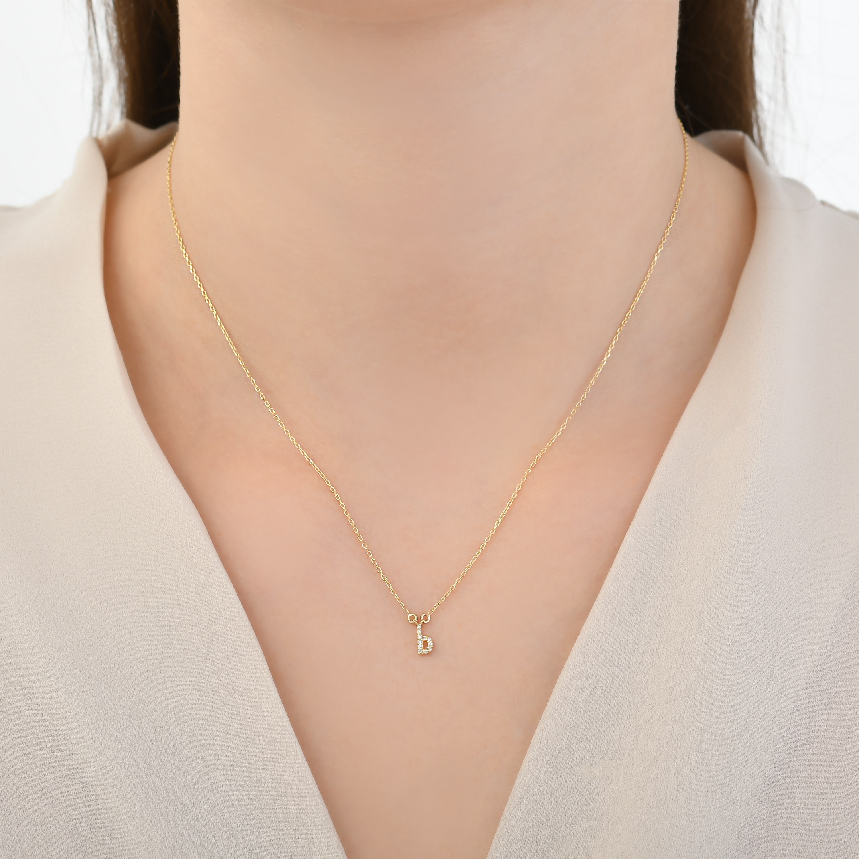 Lowercase Diamond Initial Necklace