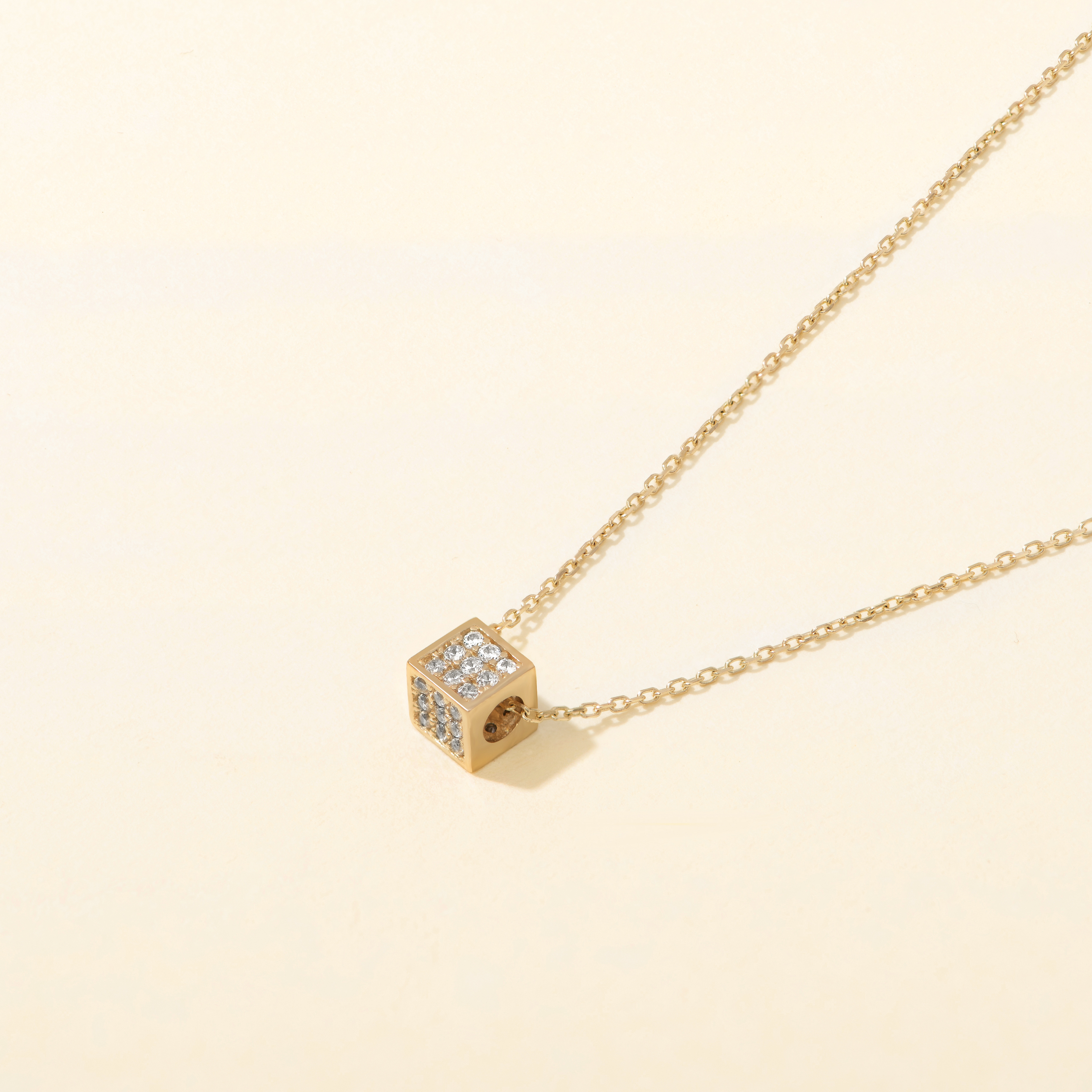 Gold Cube Diamond Necklace